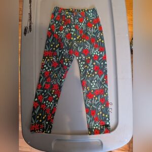 Hanna Andersson Holiday  Leggings Sz 4 poinsettia